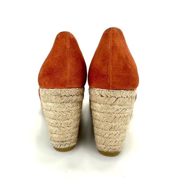 Vince Sonora Orange Suede Wedge Sandal Size 8 Espadrille Platform Open Toe Comfy - Picture 10 of 14